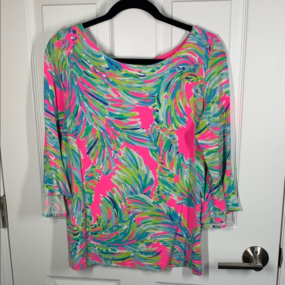 Lilly Pulitzer scoop neck 3/4 bell sleeve top size medium